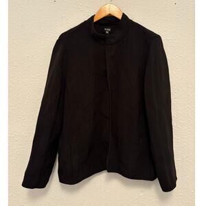 Eileen Fisher Silk Blend Black Jacket Mock Neck Textured Women's XL